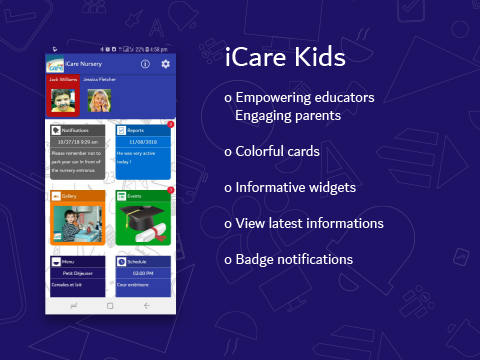 iCare Kids original mobile interface