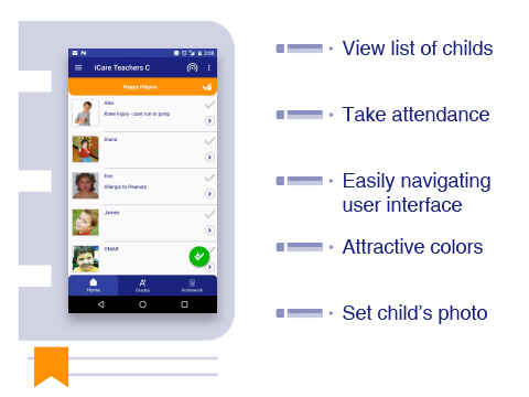 iCare Teachers original mobile interface